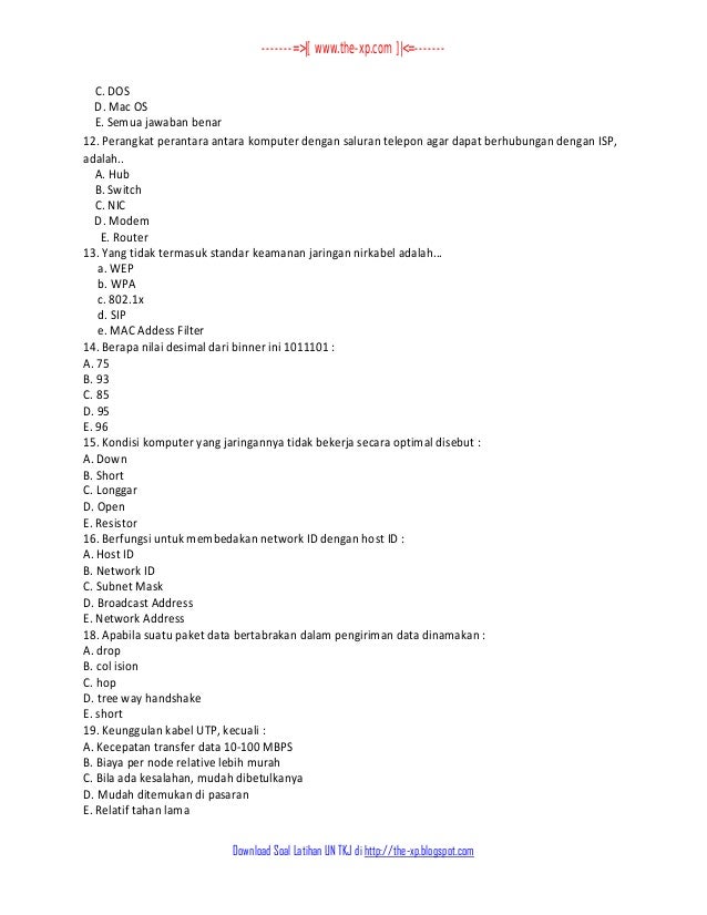 38+ Bank soal kejuruan tkj beserta kunci jawabannya doc info