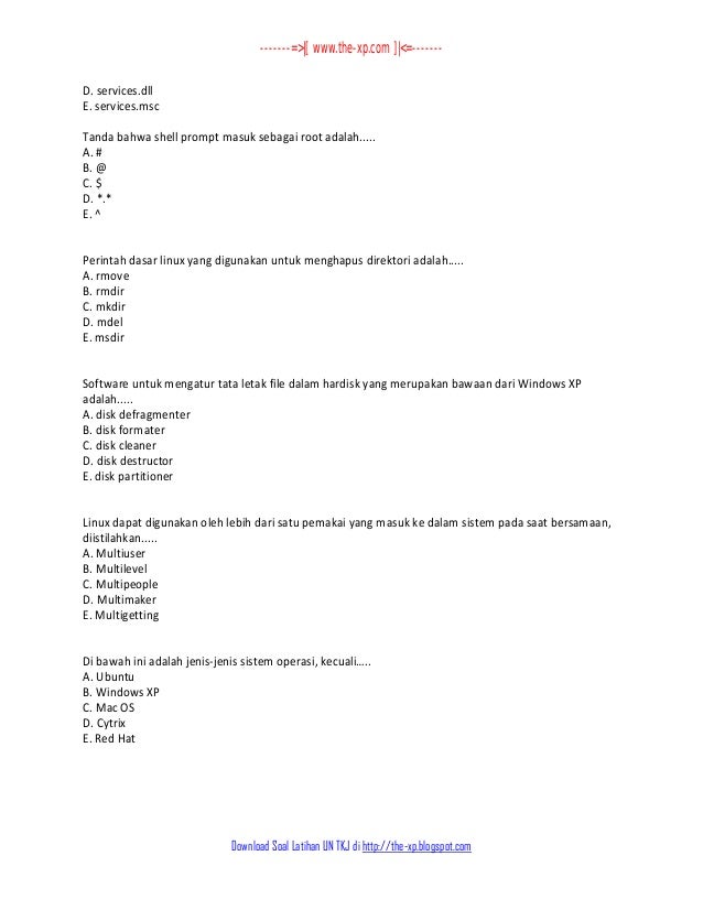 5 Kumpulan Soal Dan Jawaban Un Teori Kejuruan Tkj 2013 2014 Www
