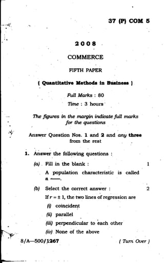 5. quantitative methods in business 2009 guwahati university