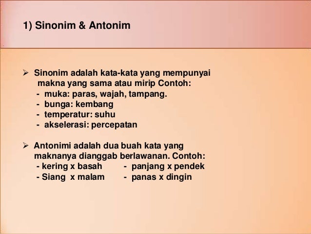 Contoh Hiponim Homofon Homograf - Contoh Raffa