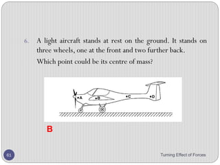 4. Figure below shows a uniform metre rule weighing 3.0
N pivoted on a wedge placed under the 40 cm mark
and carrying a weight of 7.0 N hanging from the 10 cm
mark. The rule is kept horizontally by a weight W
hanging from the 100 cm end. Calculate the value of
the weight W.
Turning Effect of Forces 61
 