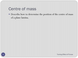 1. A piece of card has its centre of mass at M.
2. Which diagram shows how it hangs when suspended
by a thread?
Turning Effect of Forces 71
A
 