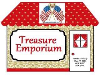 5/17 Treasure Emporium with Riley and Friends  8pm EDT/ 7pm CDT/ 6pm MDT/ 5pm PDT https://www.anymeeting.com/020-485-363