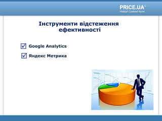 Інструменти відстеження
ефективності
Google Analytics
Яндекс Метрика
 