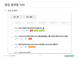 26
협업 플랫폼 Yobi
• 이슈 트래커
 