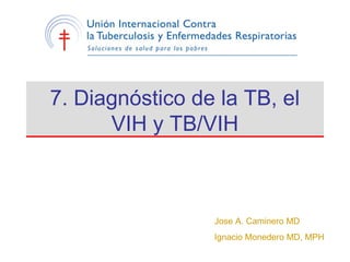 7. Diagnóstico de la TB, el
VIH y TB/VIH
Jose A. Caminero MD
Ignacio Monedero MD, MPH
 