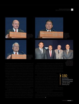 MAYO 2014 ‹ VERITAS › 29
Fiscales Digitales (CFDI) y otros medios de comprobación, así
como los CFDI de Nóminas y de Retenciones a la luz del Ane-
xo 20. El Contador Marroquín Pineda expuso algunos pun-
tos trascendentales en torno a los CFDI e indicó que esto
surge como un mecanismo de comprobación, que se basa en
aprovechar los medios electrónicos para la emisión, proce-
samiento, transmisión y resguardo de los documentos fis-
cales de manera digital, lo cual se implementó con el fin de
facilitar las obligaciones tributarias de los contribuyentes.
El Lic. Hugo Romero Cervantes, Director Legal en Deloit-
te e integrante de la Comisión Fiscal, fue el tercer y último
expositor del primer día de actividades de la IX Semana de
Actualización Fiscal, quien presentó la ponencia Responsa-
bilidad Solidaria, Contabilidad y Fiscalización electrónica. Al
término de las ponencias se realizó un panel de preguntas
y respuestas sobre las inquietudes de los presentes.
El segundo día fue coordinado por el C.P.C. y P.C.FI. Al-
berto Cárdenas, integrante de la Comisión Fiscal del Colegio,
quien presentó a los C.P.C. y P.C.FI. José Martín Aguayo So-
lano, Socio en Crowe Horwath Gossler; Juan Manuel Franco
Gallardo, Socio en BDO Castillo Miranda, y el C.P. Roberto
Álvarez López, Director de Impuestos de Grupo Posadas.
El Contador Aguayo Solano comenzó con Dictamen Fiscal:
situación actual, acuerdo conclusivo, y ahondó en las reglas
para lograr una conciliación adecuada y para devoluciones de
IVA. Durante su participación abordó los aspectos más im-
portantes sobre el dictamen fiscal. Enfatizó que actualmen-
te hay una cantidad excesiva de información que presentan
los contribuyentes por medios electrónicos.
Sobre la misma temática, el Contador Juan
Manuel Franco expuso Acreditamiento del Im-
puesto Sobre la Renta (ISR) pagado en el extran-
jero así como ejemplos de inversiones en dos o
más países. Durante su intervención indicó que
es importante que los contribuyentes conozcan
que el Servicio de Administración Tributaria
(SAT), desde el día 12 de enero de 2012, publicó
los lineamientos para determinar si un impuesto pagado
en el extranjero debe ser considerado en México como un
ISR para efectos del acreditamiento.
El C.P. Roberto Álvarez finalizó el segundo día de acti-
vidades con la ponencia Régimen de dividendos y utilida-
des distribuidas (anterior y actual); impuesto adicional del
10% y caso práctico.
Consulta la galería del evento en:
www.veritasonline.com.mx/galerias
El C.P.C. Jorge
Téllez inauguró
la IX Semana de
Actualización
Fiscal.
El Lic. Juan de
la Cruz explicó
la importancia
del Buzón
Tributario.
El L.C. y P.C.FI.
Eduardo Ma-
rroquín habló
sobre la nueva
modalidad de
los CFDI.
Los C.P.C. y P.C.FI.
Alberto Cárdenas,
José Aguayo, Agustín
Durán y Juan Franco,
durante el segundo
día de actividades.
150
asistentes,
aproximadamente,
hubo en el Colegio
y en las sedes
Centro y Sur.
28-30 CoverStory.indd 29 4/16/14 12:56 PM
 