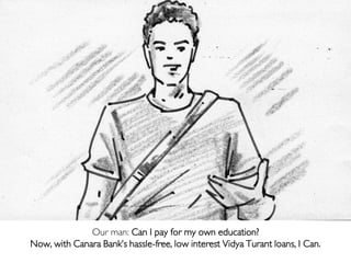 Our man: Can I pay for my own education?
Now, with Canara Bank’s hassle-free, low interest Vidya Turant loans, I Can.
 