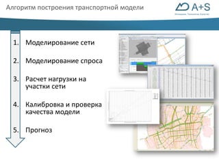 Инновации. Технологии. Качество 
Алгоритм построения транспортной модели 
1. Моделирование сети 
2. Моделирование спроса 
3. Расчет нагрузки на 
участки сети 
4. Калибровка и проверка 
качества модели 
5. Прогноз 
 