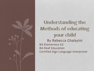By Rebecca Ghalayini 
BA Elementary Ed 
BA Deaf Education 
Certified Sign Language Interpreter 
 