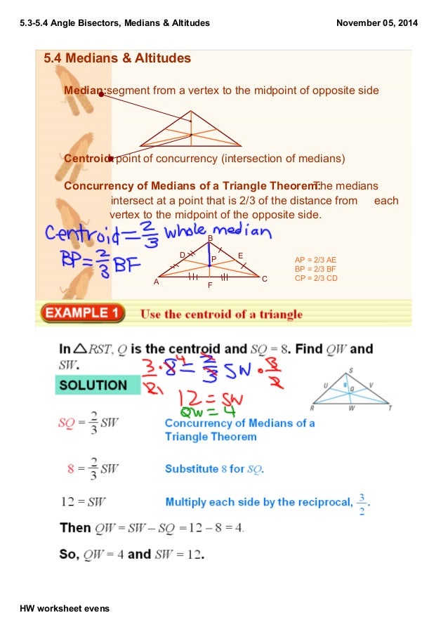 Points Of Concurrency Worksheet