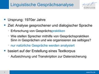 Linguistische Gesprächsanalyse in der Fachsprachenforschung