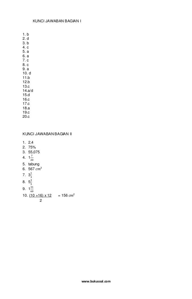 5 Soal Ukk Matematika Kelas 5 2013