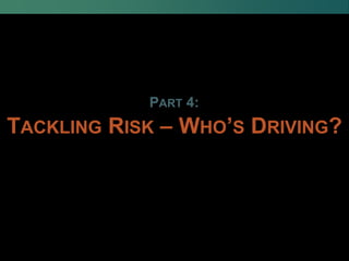 TACKLING RISK – WHO’S DRIVING?
PART 4:
 