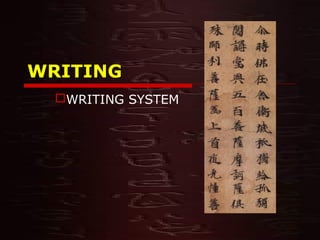 WRITINGWRITING
WRITING SYSTEM
 