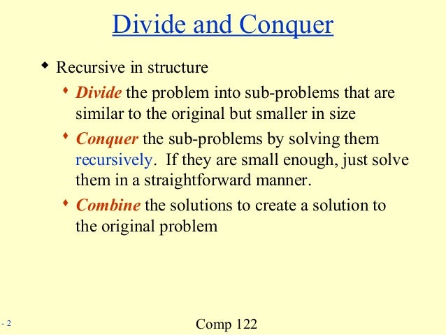 Divide and conquer homework problems