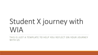 Student X journey with
WIA
THIS IS JUST A TEMPLATE TO HELP YOU REFLECT ON YOUR JOURNEY
WITH US
 