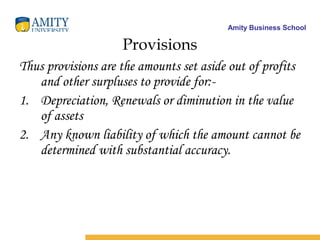 5. accounting for management lecture 14 provisions & reserves | PPT