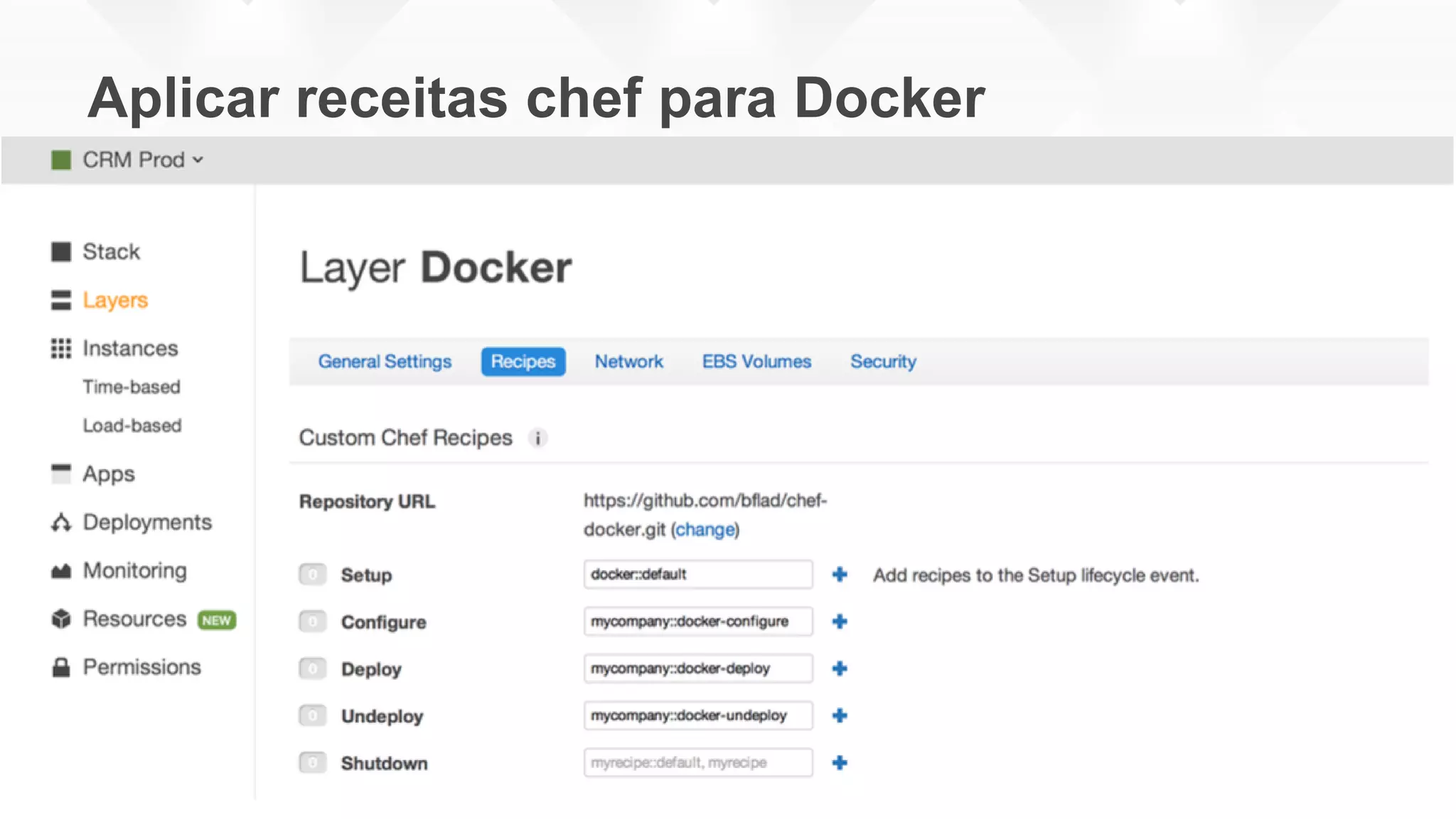Aplicar receitas chef para Docker
 