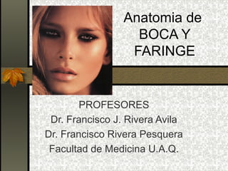 Anatomia de
BOCA Y
FARINGE
PROFESORES
Dr. Francisco J. Rivera Avila
Dr. Francisco Rivera Pesquera
Facultad de Medicina U.A.Q.
 