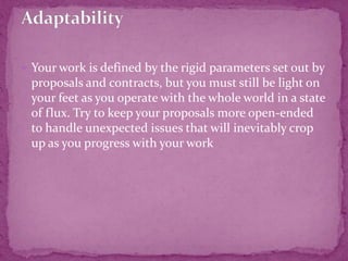 
It is important for consultants to understand the
responsibilities of their role, as well as the practices
and parameter...