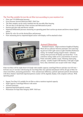 Testing/Manufacture/Hepa Filter Machine manufacutrer | PDF