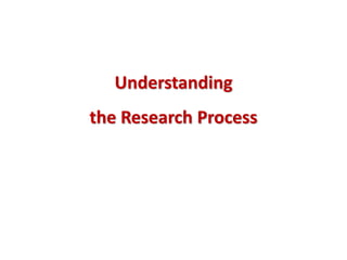 Understanding
the Research Process
 