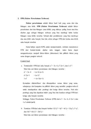 Materi Aljabar FPB dan KPK | DOCX