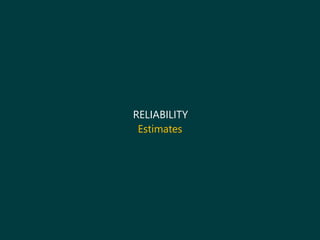 RELIABILITY
Estimates
 