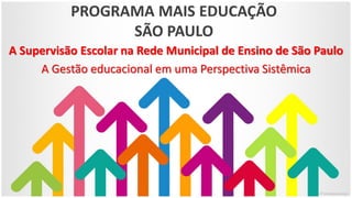 PROGRAMA MAIS EDUCAÇÃO
SÃO PAULO
A Supervisão Escolar na Rede Municipal de Ensino de São Paulo
A Gestão educacional em uma Perspectiva Sistêmica
 