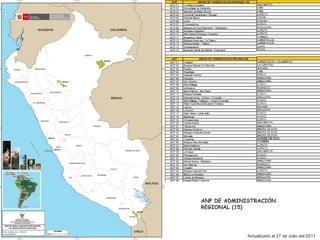 ANP DE ADMINISTRACIÓN
REGIONAL (15)
Actualizado al 27 de Julio del 2011
 