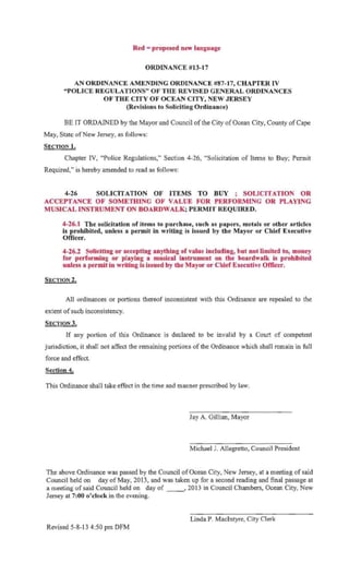 Ocean City Council agenda May 16, 2013
