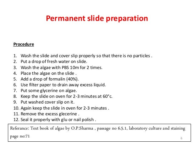Morphology Of Micro Algae Ad Permanent Slide Preparation Of Micro Alg