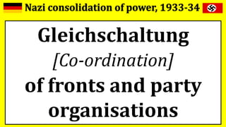 Gleichschaltung
[Co-ordination]
of fronts and party
organisations
 