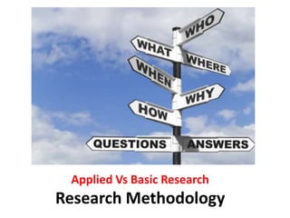 Applied Vs Basic Research
Research Methodology
 