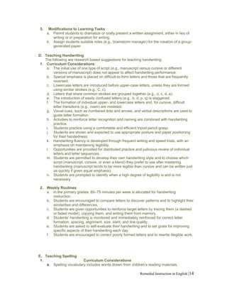 5. Modifications to Learning Tasks
a. Permit students to dramatize or orally present a written assignment, either in lieu ...