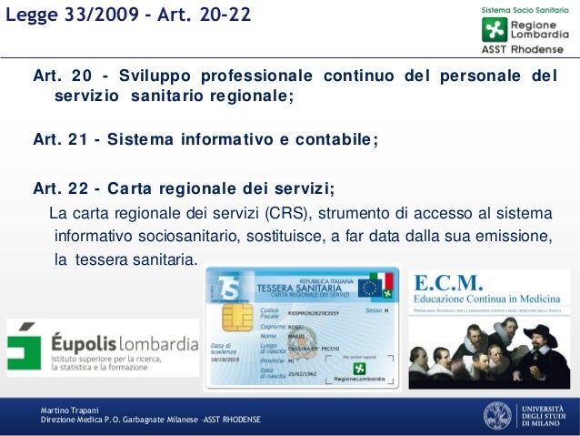 Il Servizio Sanitario Regione Lombardia