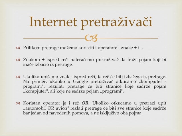 Svi svetski i nasi pretrazivaci