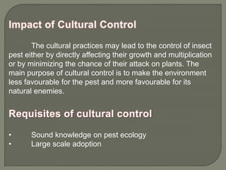 Cultural Control of Pest