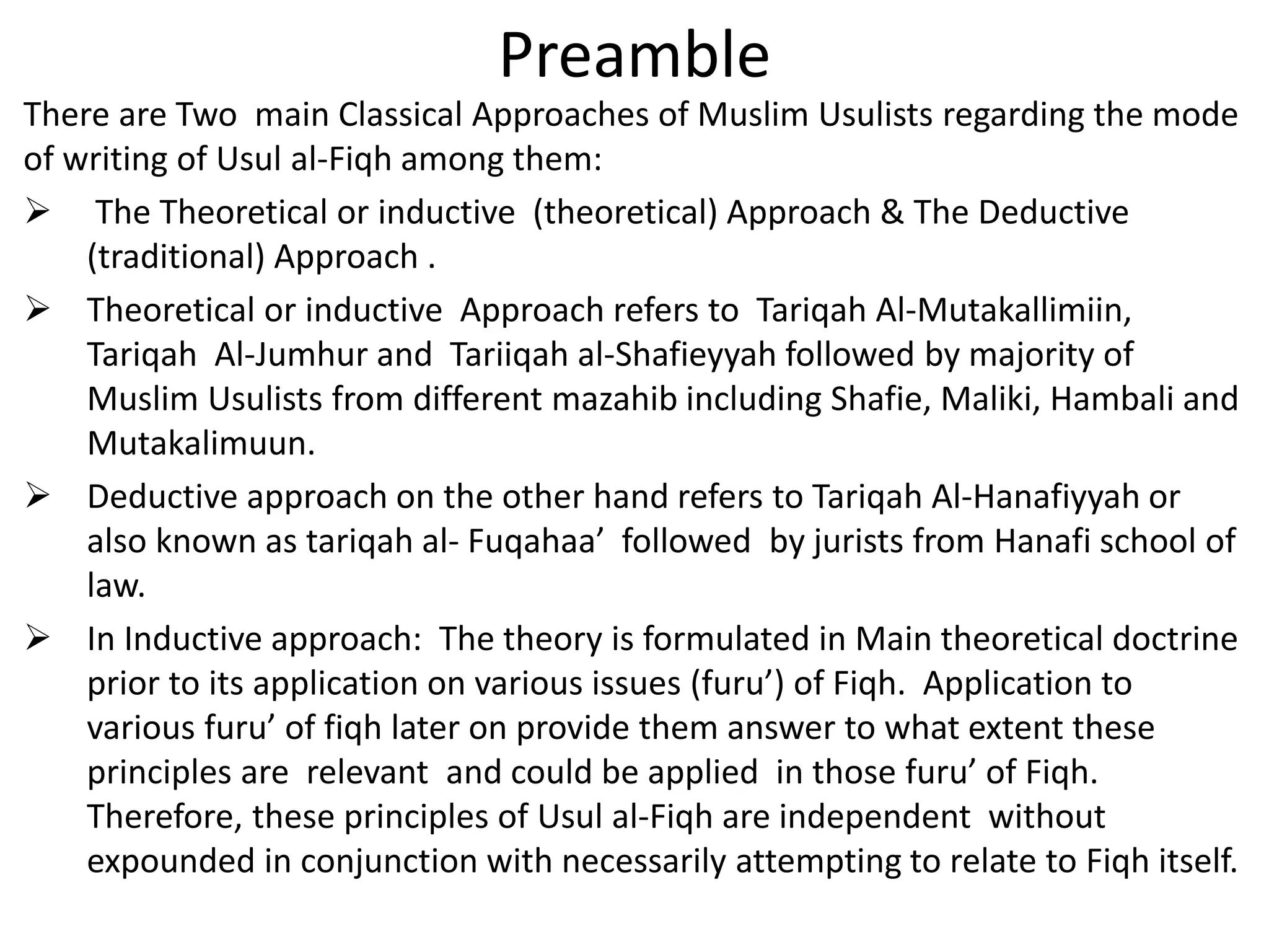 Introduction To Usul Fiqh Method In Writing Usul Al Fiqh Ppt
