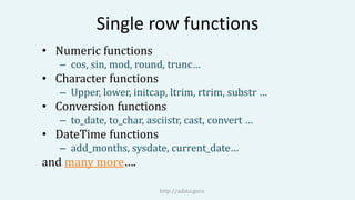 Oracle SQL Functions | PPT