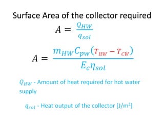 Surface Area of the collector required
 