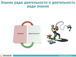 Знание ради деятельности и деятельность
ради знания
 