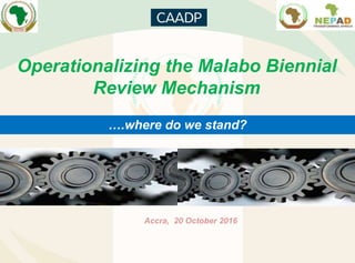 ….where do we stand?
Operationalizing the Malabo Biennial
Review Mechanism
Accra, 20 October 2016
 