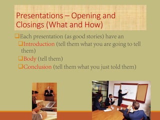 Presentations – Opening and
Closings (What and How)




 