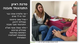 ©‫רוזן‬ ‫למורית‬ ‫שמורות‬ ‫הזכויות‬ ‫כל‬|morit@moritrozen.co.il
‫ראיון‬ ‫סדנת‬
‫מובנה‬ ‫התנהגותי‬
•‫כבר‬ ‫אותה‬ ‫מלמדת‬ ‫אני‬
‫מ‬ ‫יותר‬-11‫שנים‬
•‫פיתחתי‬ ‫שאני‬ ‫מודל‬
‫לראיון‬ ‫ושכללתי‬
‫מובנה‬ ‫מצבי‬ ‫התנהגותי‬
•‫נשות‬ ‫אלפי‬/‫מש‬ ‫אנשי‬"‫א‬
‫מגייסים‬ ‫ומנהלים‬
‫בסדנאות‬ ‫השתתפו‬
‫לאוכלוסיה‬ ‫מותאמות‬
‫הספציפית‬
 