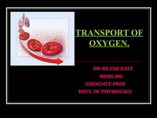 DR NILESH KATE
MBBS,MD
ASSOCIATE PROF
DEPT. OF PHYSIOLOGY
TRANSPORT OF
OXYGEN.
 