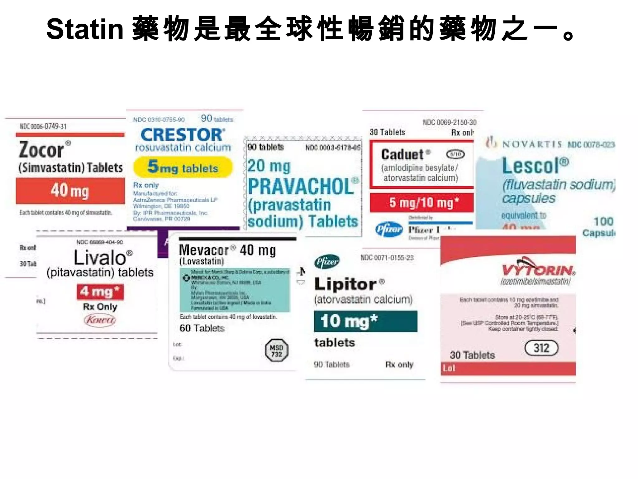 Statin 藥物是最全球性暢銷的藥物之一。
 
