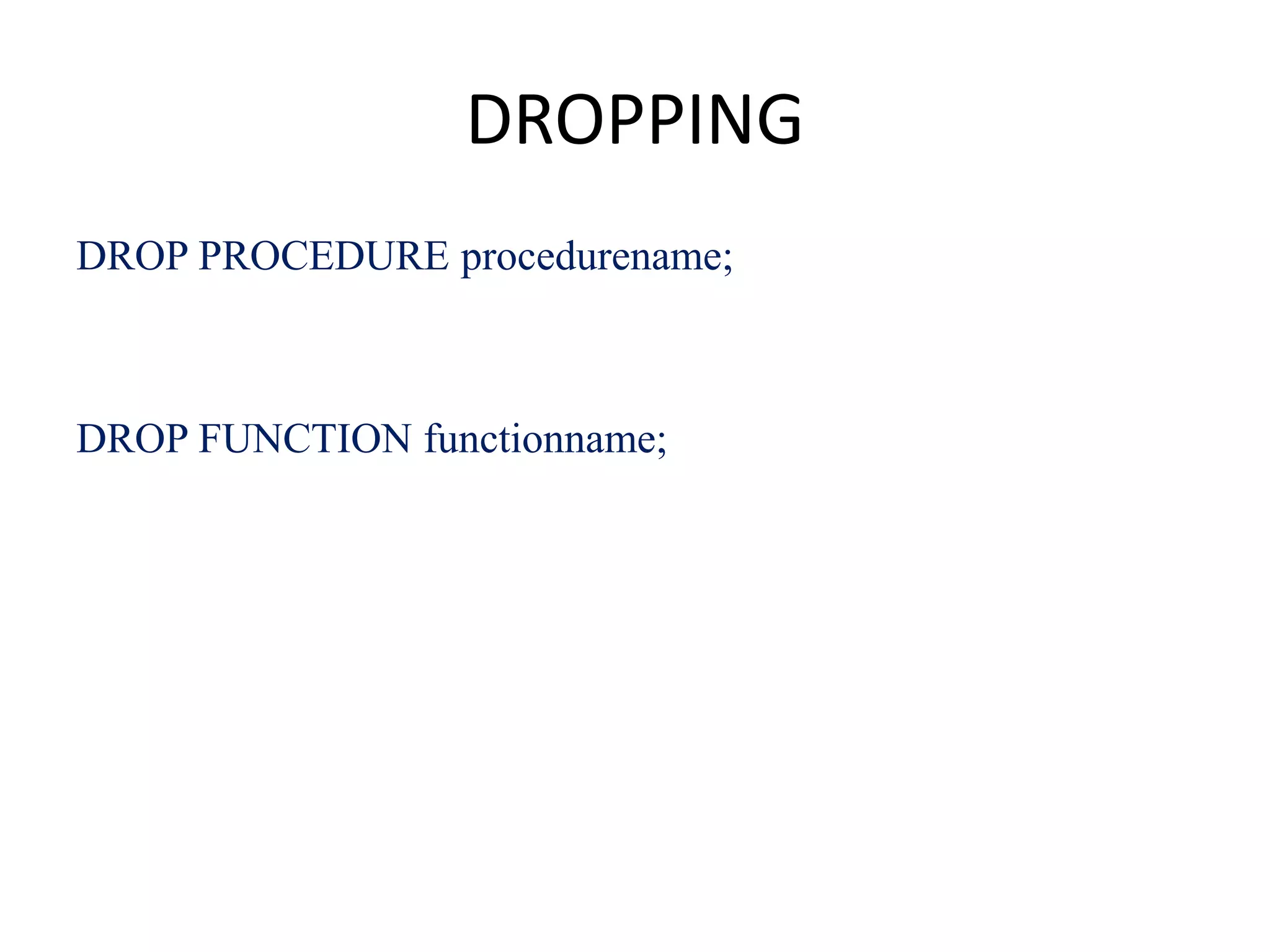 5. stored procedure and functions | PPTX | Databases | Computer ...