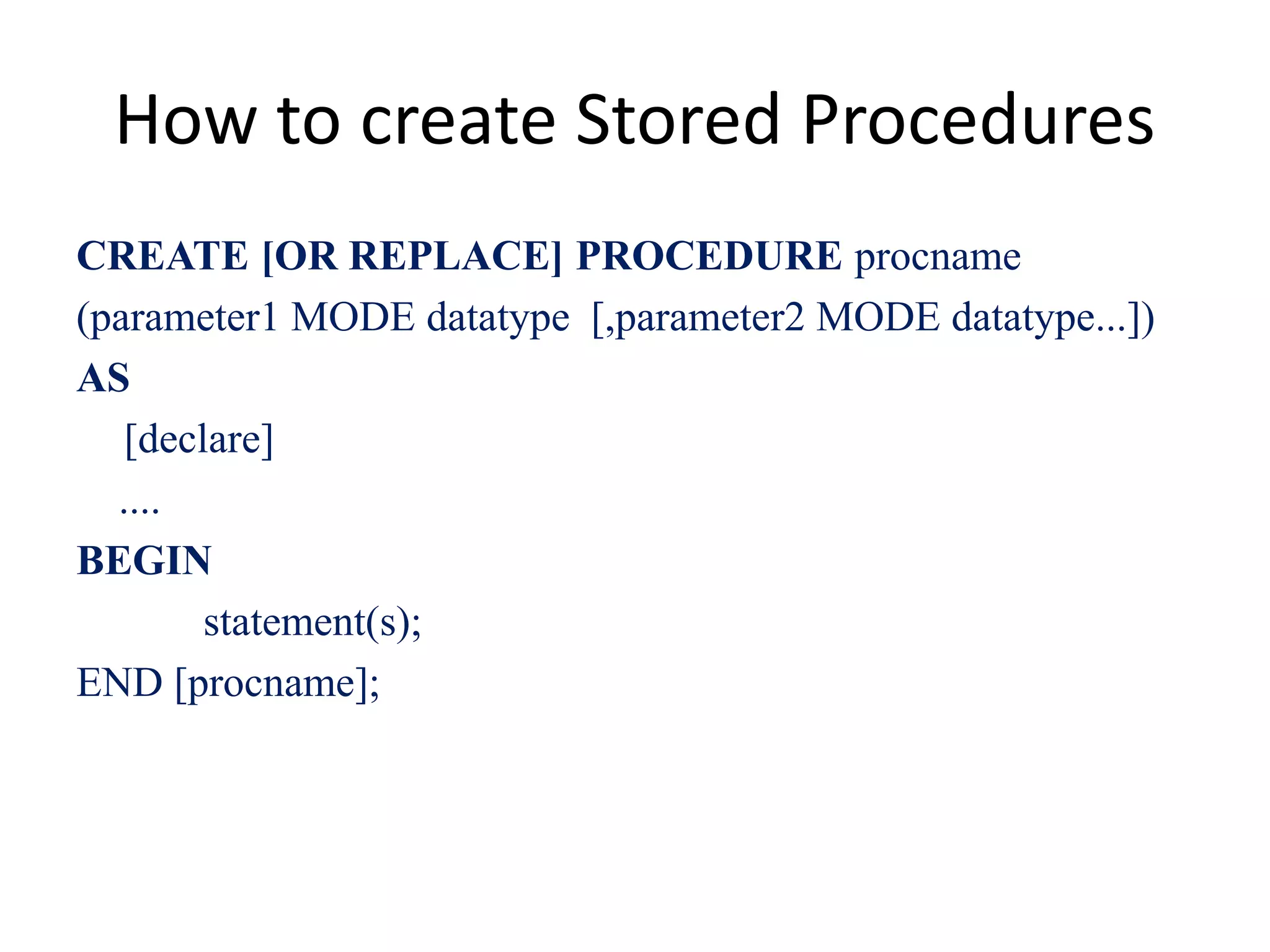 5. stored procedure and functions | PPT